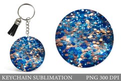 Glitter Keychain Sublimation. Shiny Round Keychain Design Product Image 1