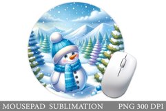 Snowman Mouse Pad Design. Christmas Mouse Pad Sublimation Product Image 1