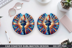 Liberty Car Coaster Sublimation| 4th Of July Coaster PNG Product Image 1