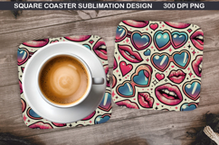 Valentine Coaster Sublimation, Valentine Coaster PNG Design Product Image 1