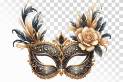 Elegant Black Gold Halloween Face Mask PNG Product Image 1