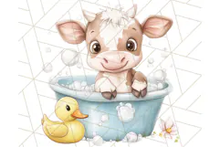 Farm Animal Babies in Bubble Bath PNG, Nursery Clipart Product Image 4