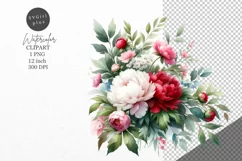 Peonies clipart, Flowers clipart, Flowers sublimation Product Image 1