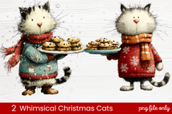 2 Whimsical Christmas Cats Clipart | Cute Holiday Cat PNG Product Image 1