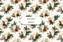 Christmas Coffee Seamless Pattern Winter Latte Watercolor Product Image 1