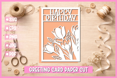 Happy Birthday Greeting card SVG,Paper cut SVG Birthday Card Product Image 1