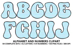 Stripes Alphabet Letters & Numbers Clipart PNG 300DI Product Image 2