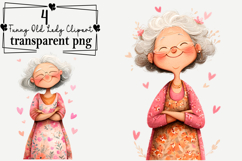Funny Old Lady Clipart Watercolor PNG Product Image 1