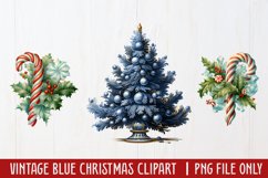 Vintage Blue Christmas Clipart Sublimation Product Image 1