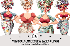 Whimsical Summer Ladies Clipart Watercolor PNG Product Image 1