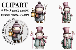 Whimsical Christmas Snowman Clipart Watercolor PNG Product Image 1
