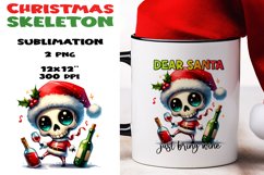 Christmas skeleton Sublimation PNG. Product Image 1