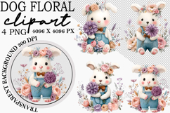 Whimsical Dogs Floral Clipart Spring Png Product Image 1