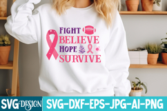 Fight Believe Hope Survive SVG | Breast Cancer SVG Product Image 1