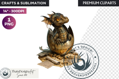 Cute Baby Dragon in a egg Clipart, dragon egg, Fantasy PNG Product Image 1