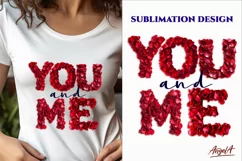 You and me Valentine quotes, rose petals PNG, valentine font Product Image 2