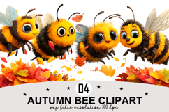 Whimsical Autumn Bee PNG Clipart Watercolor PNG Product Image 1