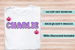 Halloween Alphabet png clipart, halloween letters doodle Product Image 6