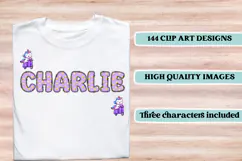 Unicorn Alphabet png clipart, unicorn letters doodle Product Image 6