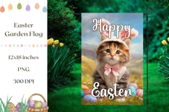 Cartoon Cat Garden Flag, Easter Garden Flag Template Product Image 1