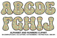 Retro Groovy Alphabet PNG 70s Numbers &amp; Letters 300 DPI Product Image 2