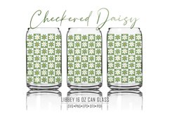 Checkered Daisy 16 oz Can Glass Wrap Svg Product Image 1