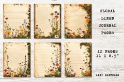 12 Vintage Floral Junk Journal Pages Lined Printable Sheets Product Image 2