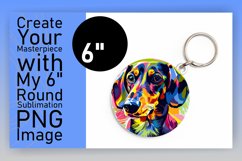 Playful Colorful Dog Round Design Keychain Sublimation Product Image 1