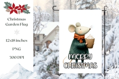 Merry Christmas Garden Flag Print, Cartoon Mouse Garden Flag Product Image 1