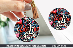 Heart Love Keychain Sublimation - Valentine Keychain PNG Product Image 1