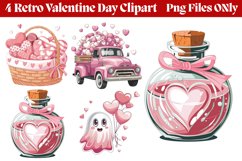 Retro Valentine Day Clipart PNG Product Image 1