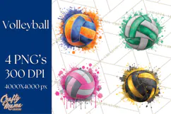 Volleyball Clipart PNG with Team Color Paint Splash Design Product Image 1