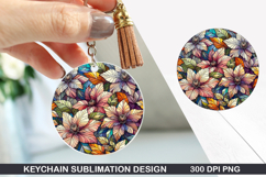 Flower Keychain Sublimation - Autumn Keychain PNG Design Product Image 1
