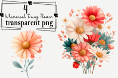 Whimsical Daisy Flower Clipart Watercolor png Product Image 1