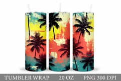 Palm Tree Tumbler Sublimation. Summer Tumbler Wrap Design Product Image 1