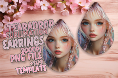 Playful Teardrop Earrings Template PNG , Fairy Product Image 1