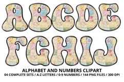 Pastel Patchwork Alphabet Numbers PNG Doodle Letters Clipart Product Image 2