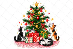 Christmas Cat Tree PNG, Funny Christmas PNG, Cat Sublimation Product Image 2