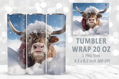 Christmas cow tumbler|Sublimation Tumbler wrap|highland cow Product Image 1