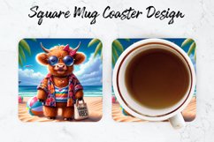 Highland Cow Mug coaster | Coaster | Sublimation Design Product Image 1
