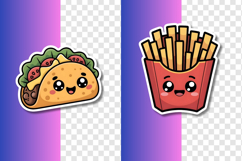 Printable Kawaii Cute Food Stickers Bundle PNG JPG PDF Product Image 3