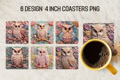 3D Owl Square Coaster Sublimation Designs| Square Coaster Product Image 1