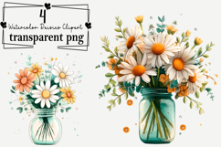 Watercolor Daisies Clipart Watercolor PNG Product Image 1