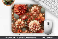 Flowers Mouse Pad Sublimation, Autumn Mouse Pad PNG Design Product Image 1