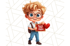 Boy Teacher Clipart, Classroom PNG, Cute School Teacher Art Product Image 8