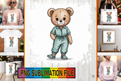 Cheerful PNG TSHIRT Art, Teddy Bear Product Image 1