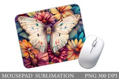 Butterfly Mouse Pad Design. Flowers Mouse Pad Sublimation Product Image 1