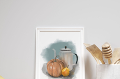 Hand-drawn illustration of teapot with pumpkin and pear Product Image 4