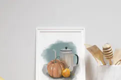 Hand-drawn illustration of teapot with pumpkin and pear Product Image 4