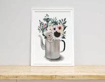 Flower bouquet with sunflower, daisies in teapot.Sublimation Product Image 2
